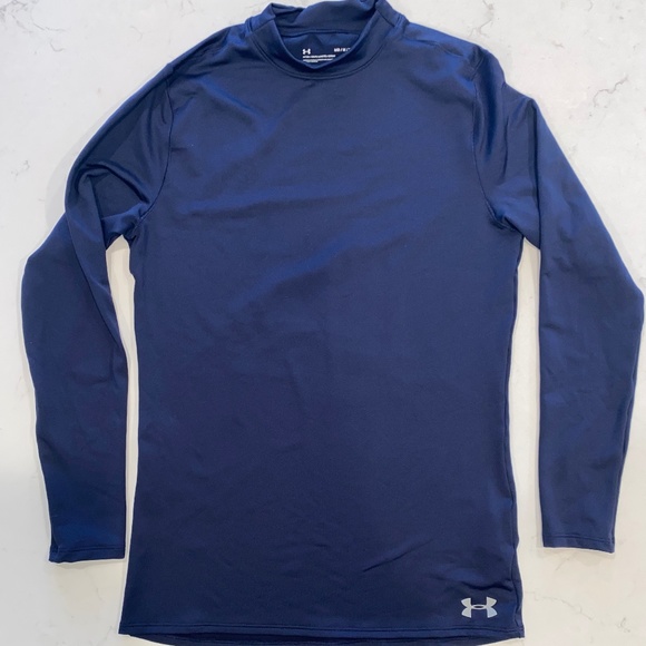 Under Armour Shirts Mens Coldgear Armour Fitted Mock Long Sleeve Navy Size M Poshmark
